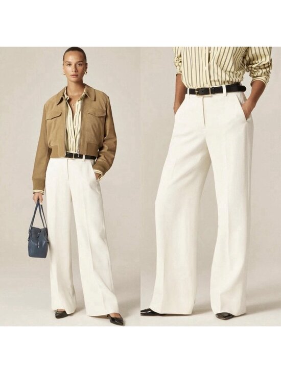 J.CREW Pants - J.Crew Carolina Dress Wool Pant In Bouclé Ivory Sz 4 Work-Night Out NWT #CN743